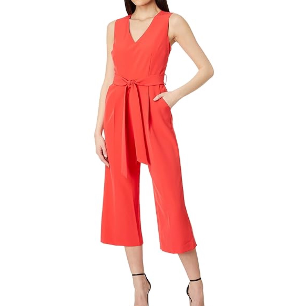 Vince Camuto Sleeveless V-Neck Belted Jumpsuit - Size 10 - Nwt